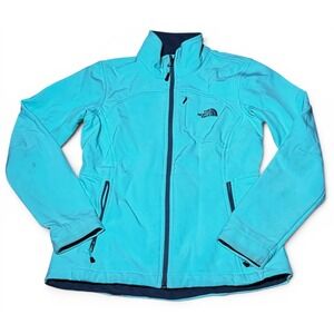 The North Face Womens Small Aqua Soft Shell Full Zip Jacket Coat